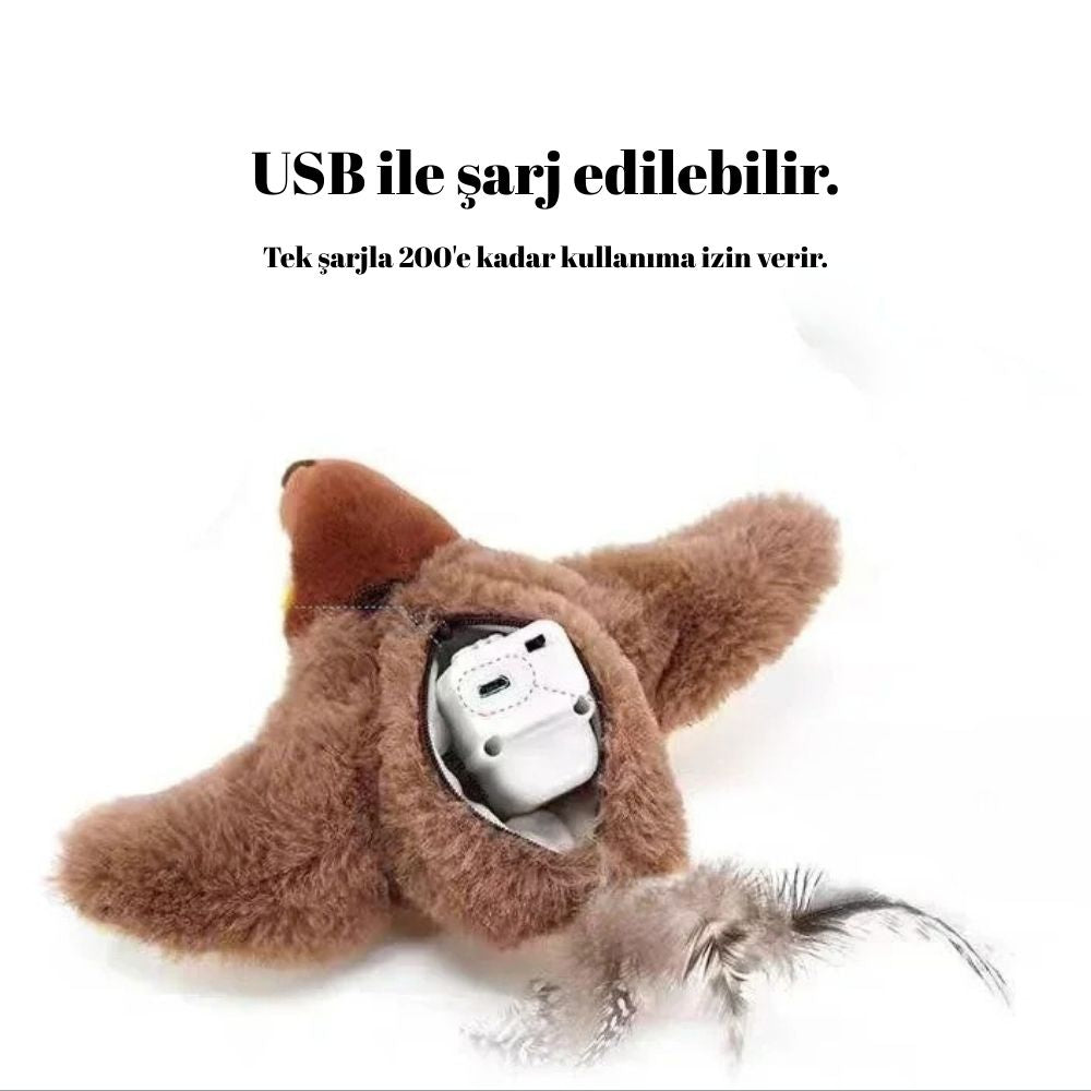 Hareket Sensörlü Peluş Uçan Kuş Kedi Oyuncağı