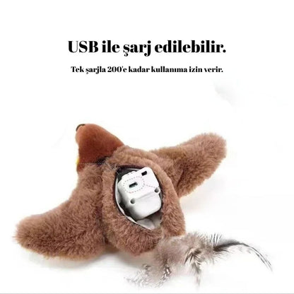Hareket Sensörlü Peluş Uçan Kuş Kedi Oyuncağı