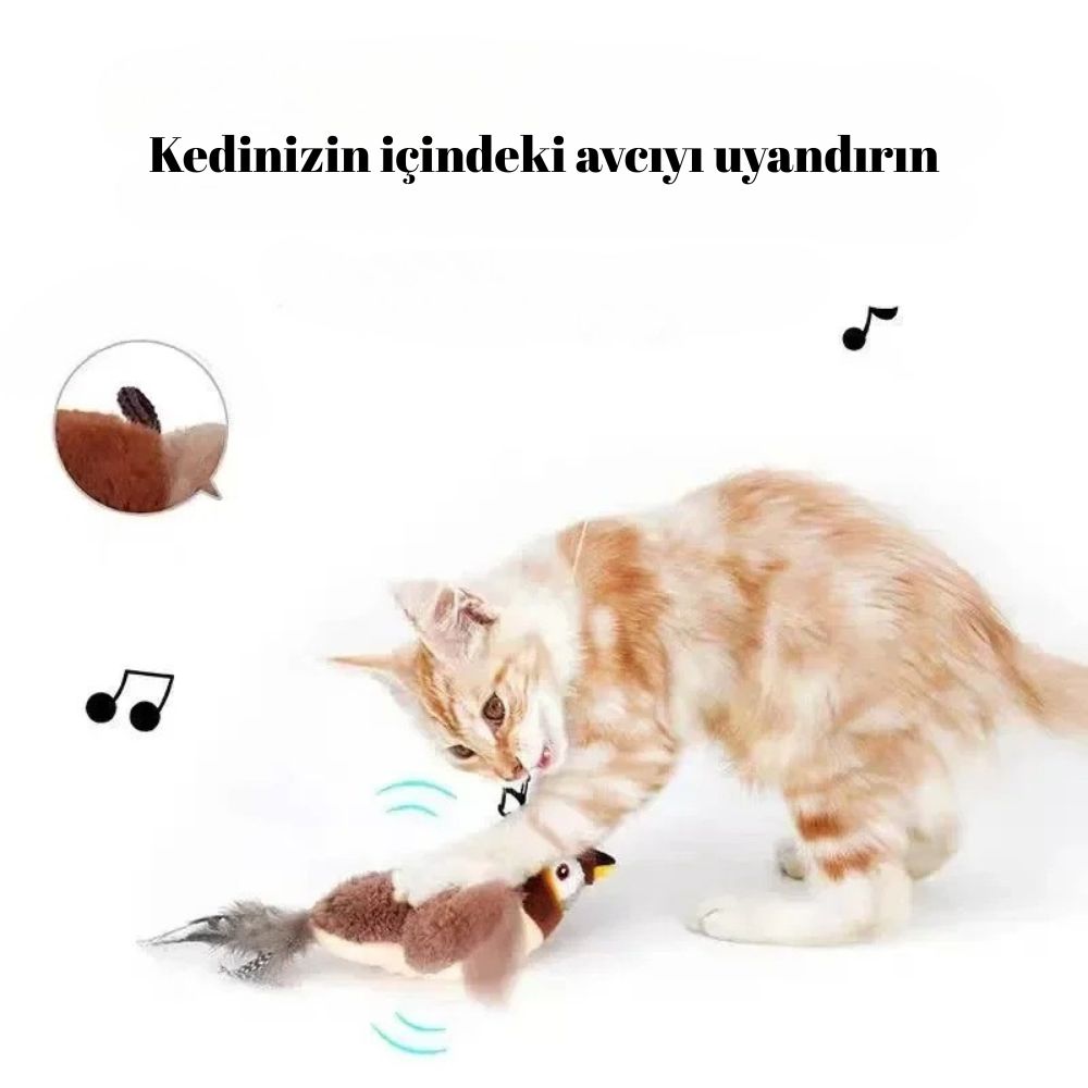 Hareket Sensörlü Peluş Uçan Kuş Kedi Oyuncağı