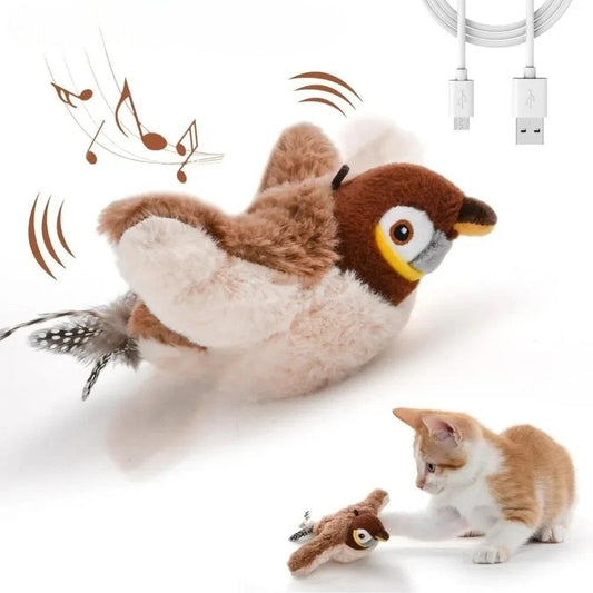 Hareket Sensörlü Peluş Uçan Kuş Kedi Oyuncağı